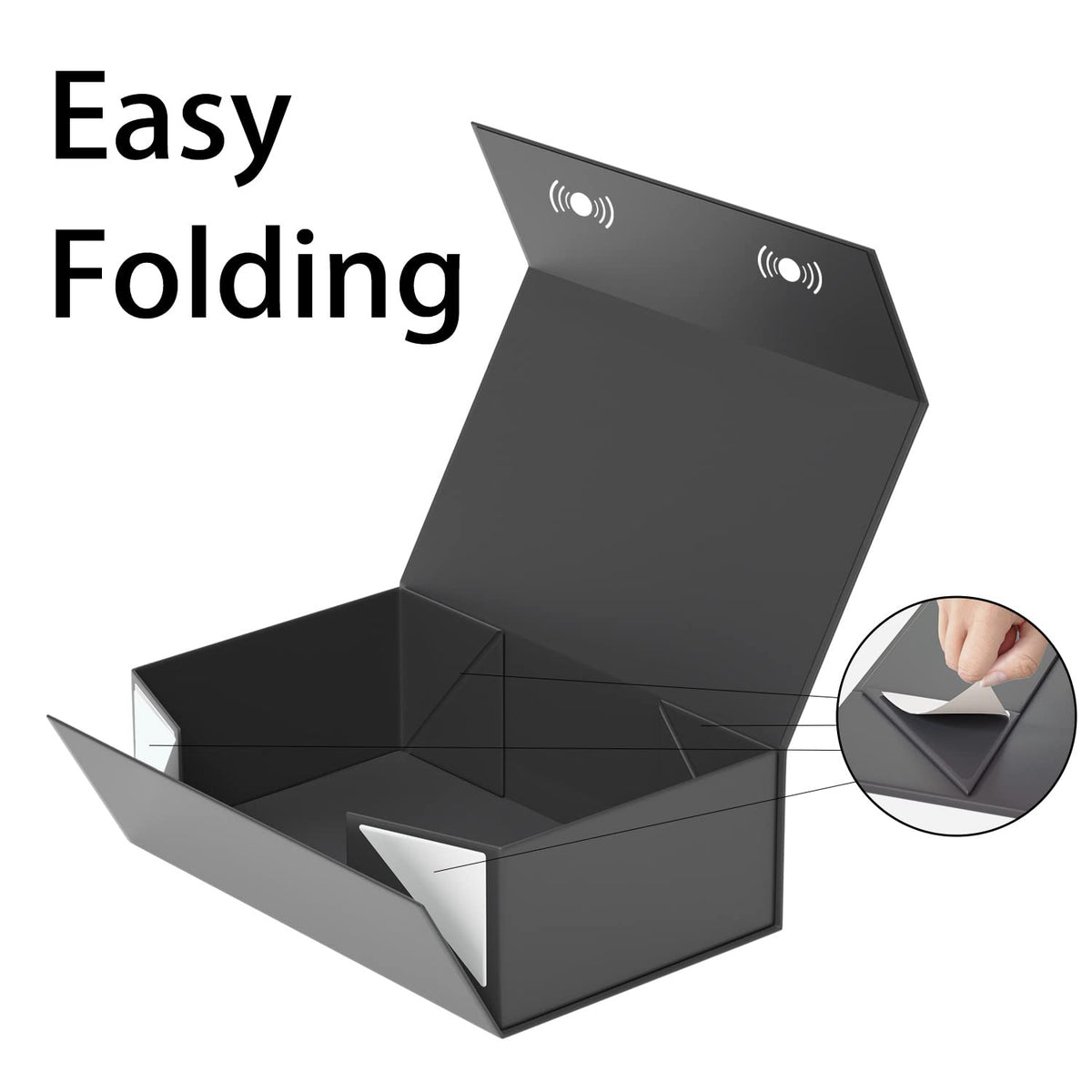 RYDDOY 5 Pack Black Gift Box, 9.5x6x3'' Gift boxes for Presents with Lids Magnetic Closure Rectangle Collapsible for Groomsman Proposal Box, Wedding, Christmas, Halloween, Birthday Gift Packging