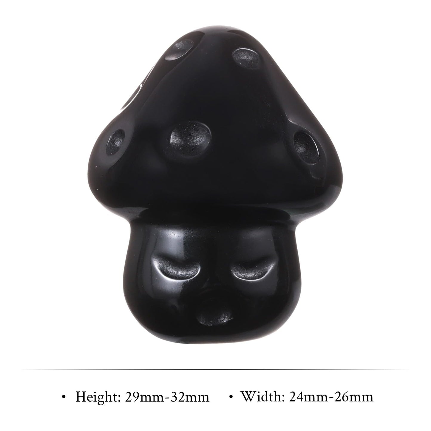 mookaitedecor Set of 2 Black Obsidian Crystal Mushroom Sculpture Hand Carved Mini Mushrooms Statue Figurine Pocket Stone for Healing Reiki Balancing Home Decor,1.14 inch