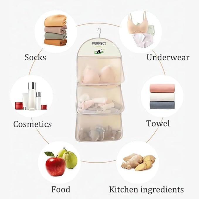 MIUPOO Multi Purpose Multi Layer Mesh Storage Hanging Bag, Hanging Storage