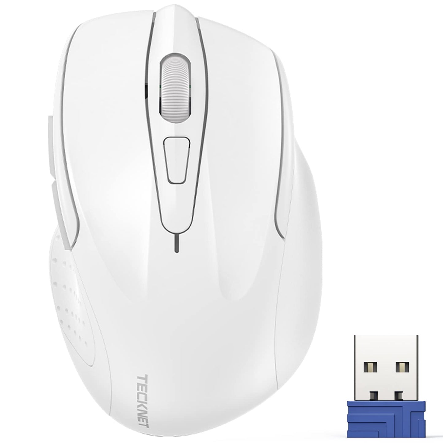 TECKNET Wireless Mouse, 2.4G Ergonomic Optical Mouse, Computer Mouse for Laptop, PC, Computer, Chromebook, Notebook, 6 Buttons, 24 Months Battery Life, 2600 DPI, 5 Adjustment Levels