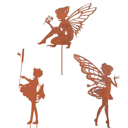 BTSEURY Decorative Garden Stakes Fairy Silhouette Metal Yard Stakes Arts Outdoor Garden Decor Spring Decor