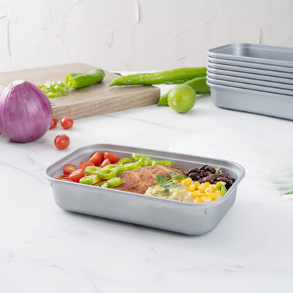 Restaurantware Futura 23.6 Ounce Meal Prep Containers With Lids 100 Microwavable To Go Containers - Inserts Sold Separately Disposable Silver Plastic Food Containers With Lids