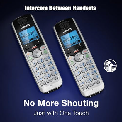 VTech Accessory Handset for DS6151 Series with 2-Line Cordless Phone, Suitable for Small Business or Home, Answering System, Expandable up to 12 Handsets, Intercom, Conference | DS6101 (Black/Silver)