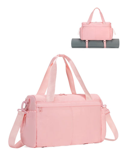 Small Gym Bag, Mini Gym Bag for Women with Yoga Mat Holder and Wet Compartment, Cute Small Yoga Mat Bag with Water Bottle Pocket for Workout Dance, Pink