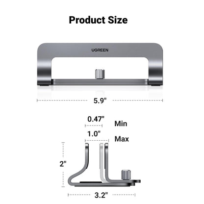 UGREEN Vertical Laptop Stand Holder for Desk Compatible with MacBook Pro, MacBook Air Stand Vertical Aluminum Adjustable for Up to 17.3 Inch Gaming Laptop, Gray