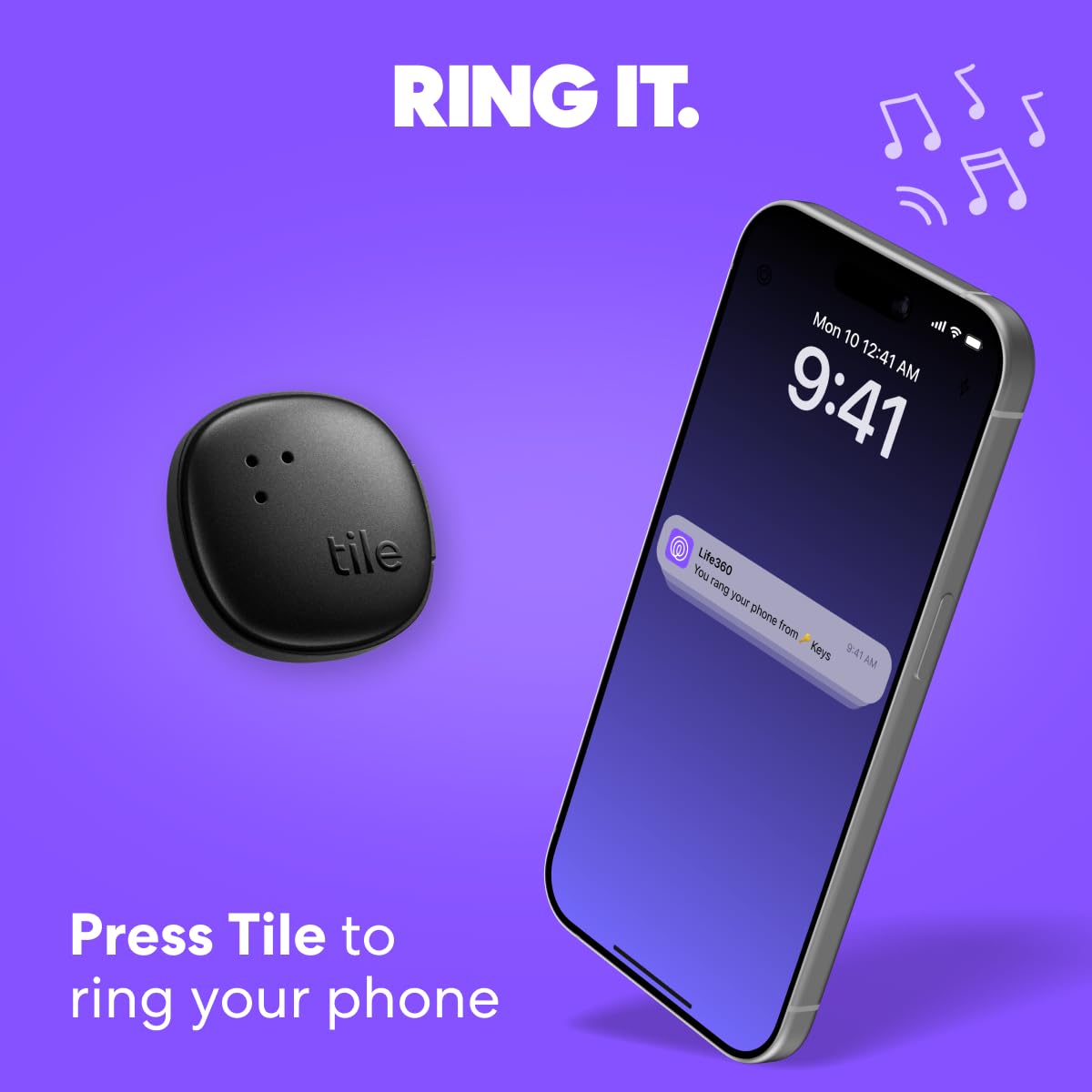 Tile by Life360 Sticker (2024) - Small Bluetooth Tracker, Remote Control Finder and Item Finder for Bikes, Glasses and More. Both iOS and Android Compatible. Phone Finder. 1-Pack (Black)