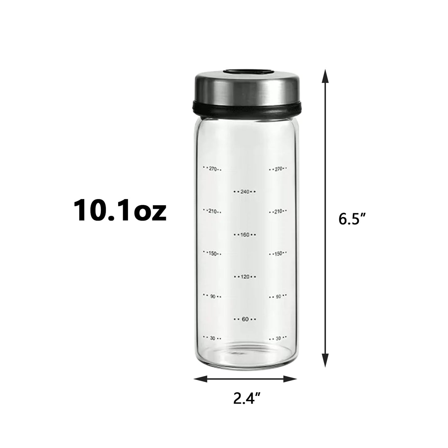 2-Piece 4-Neck Glass Seasoning Shakers - Moisture Resistant (300ml/10oz)
