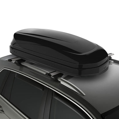DNA Motoring Rooftop Cargo Box Carrier Lockable Heavy Duty Car Top Storage Case, Capacity 110 Lbs, 53" L x 34" W x 15" H, 11 17 Cubic Ft.(Glossy Black), PT-ZTL-8166-GSBK