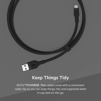 Belkin BoostCharge Pro Flex Braided USB-C to USB-A Cable (1M/3.3FT) USB-IF Certified Fast Charging Cable for iPhone 17, iPhone 17 Pro, iPad, Galaxy S25, Note, Pixel, Nintendo Switch 2 & More - Black