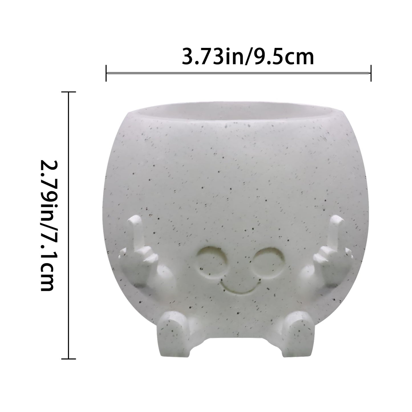 Toparad Smiling Plant Pot with Middle Fingers Up, Face Planter Pot Resin Flower Planters for Indoor Outdoor Plants Succulent Pots for String of Pearls Plant Live Gift Ideas for Mother (White)