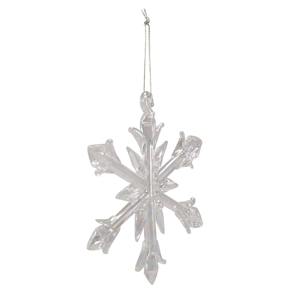 Kurt Adler 2" Glass Iridescent Snowflake Ornaments, 12-Piece Set for Christmas