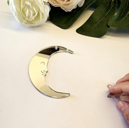 Set of 20 Crescent Moon and Star,Christmas Moon and Star Hanging Ornament for Window &Christmas Tree Decoration (Siver Mirror)
