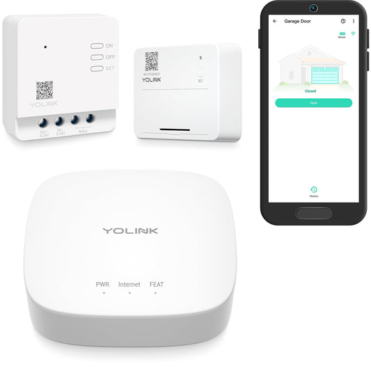 Smart Garage Door Kit with YoLink Hub - YoLink 1/4 Mile World's Longest Range Garage Door Controller and Wireless Sensor Compatible with Alexa IFTTT
