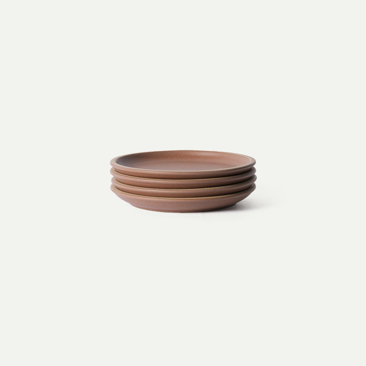 MORA Medium Plates Set of 4, 8.5 inch Ceramic Pottery Salad Plates - Microwave, Oven and Dishwasher Safe - Terracotta