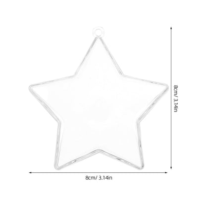 SOLUSTRE 12PCS Transparent Plastic Fillable Ornaments Ball Stars Penta Clear Fillable Ornaments DIY Craft Hanging Christmas Ball for Home Wedding Party Xmas Decoration