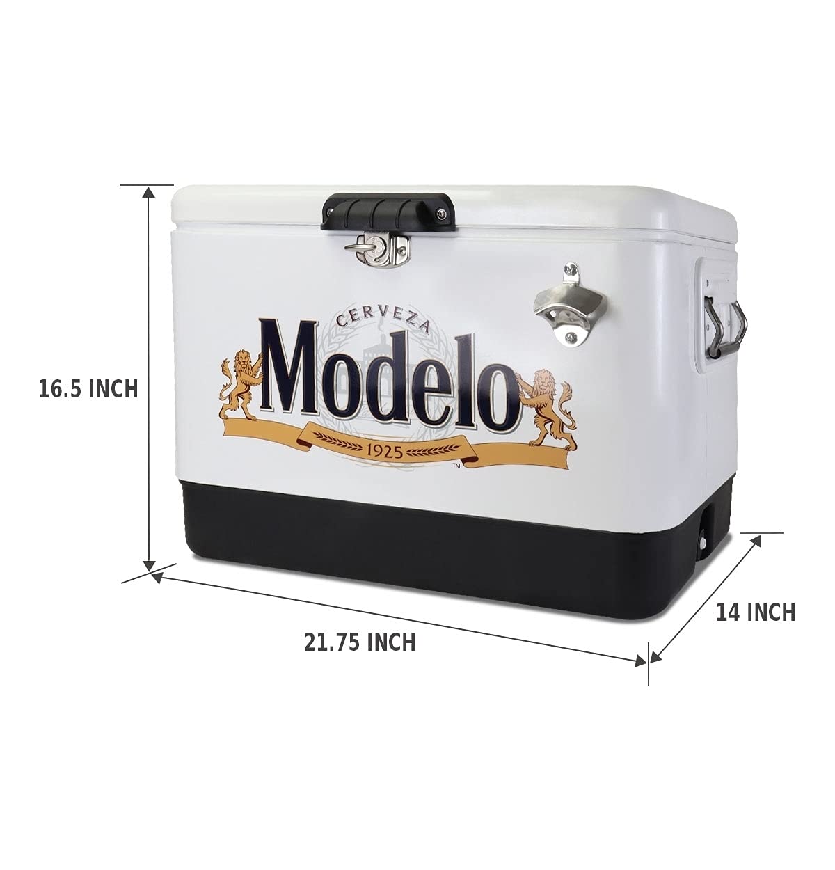 Modelo Ice Chest Cooler - Portable Ice Bucket with Bottle Opener, Vintage Style, Insulated for Camping, Beach, Picnic, RV, BBQs, Tailgating, Fishing, Stainless Steel 85 Can Ice Box, 51L (54 qt)