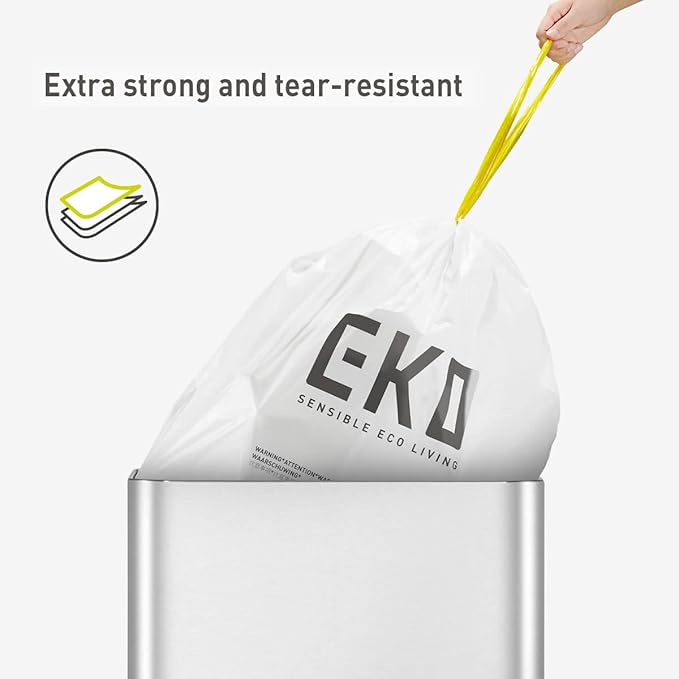 EKO 21 Gallon / 50-90 Liter, Extra-Strong Unscented Garbage Bags, Easy-Dispense