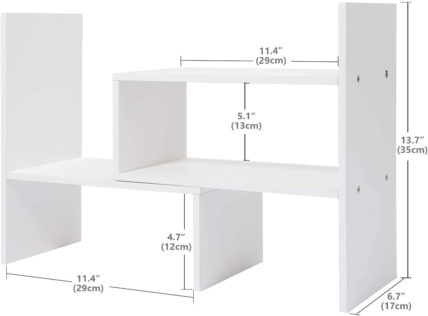 Ulrikco Expandable Desktop Bookshelf & Desk Organizer Shelf - Wooden Table Top Storage Organizer with Adjustable Shelves, Desk Hutch Perfect for Office, Home, Study Desk Accessories