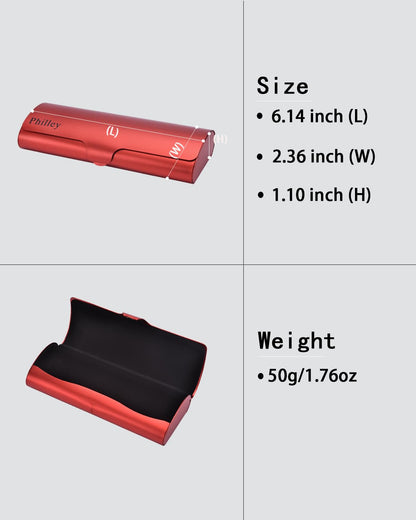 Philley Aluminum Ultra-Light Eyeglass Case Hard Shell Nearsighted Glasses Case for Women & Men(Grapefruit Red)