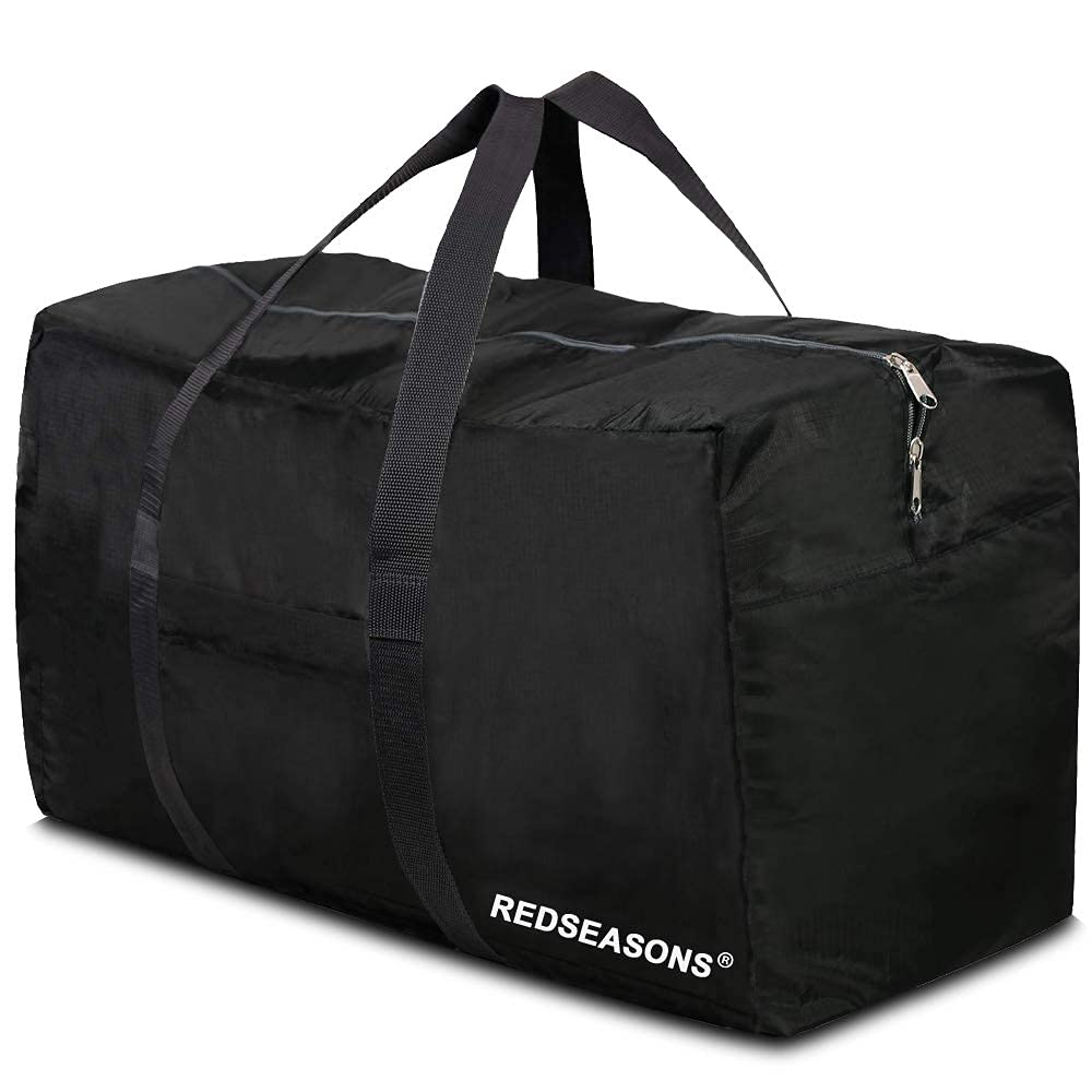 Extra Large, Foldable Travel Bag with Hand Strap, Suitable for Travel, Waterproof Carry Bag, Camping (Black), black