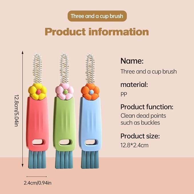 3 in 1 Cup Lid Cleaning Brush, Portable Cup Lid Cleaner
