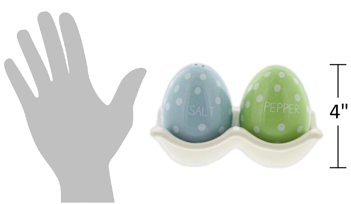 The Bridge Collection Polka Dotted Easter Egg Salt and Pepper Shaker Set