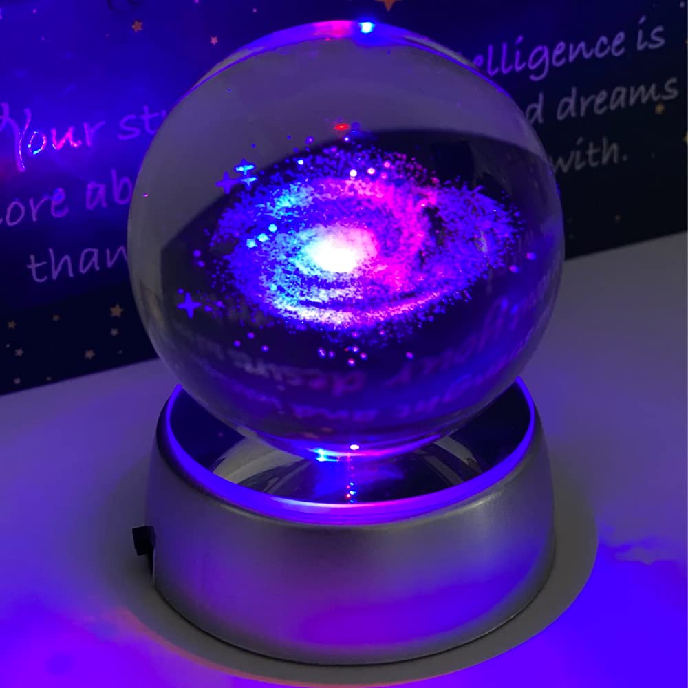 Watris Veiyi 4" LED Colorful Rotating Display Base, Light Rotating Crystal Display Base, Display Base Stand Turner for Crystals Glass Art and Cup