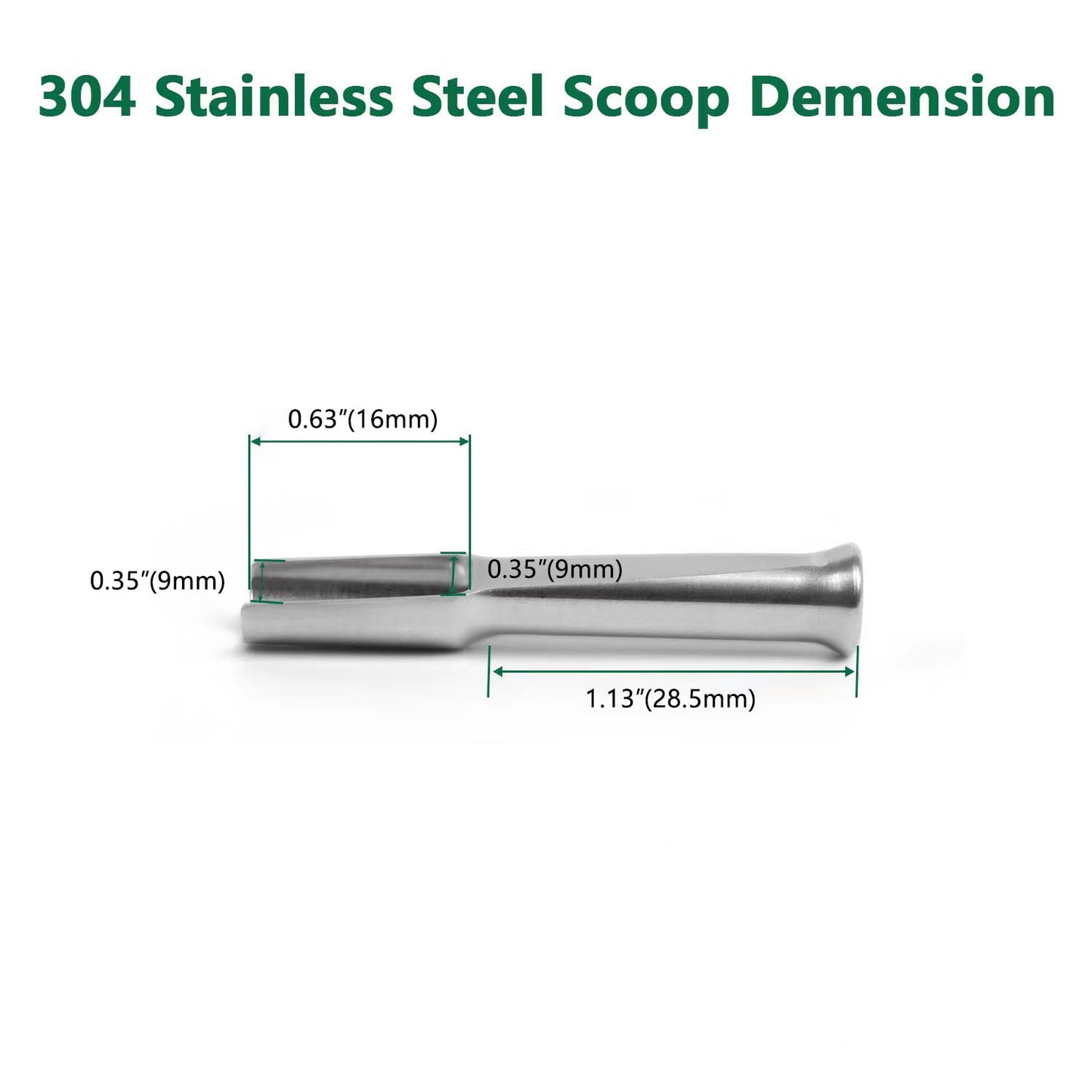 Mini SS304 stainless steel scoop with tamp tool,0.1 gram capacity 1.79 inch spoon for multi-purpose use sugar salt powder spices dishwashers safe for kitchen laboratory