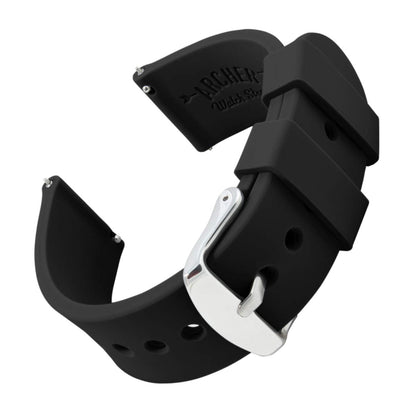 Archer Watch Straps - Soft Silicone Quick Release Watch Bands (Black, 22mm)