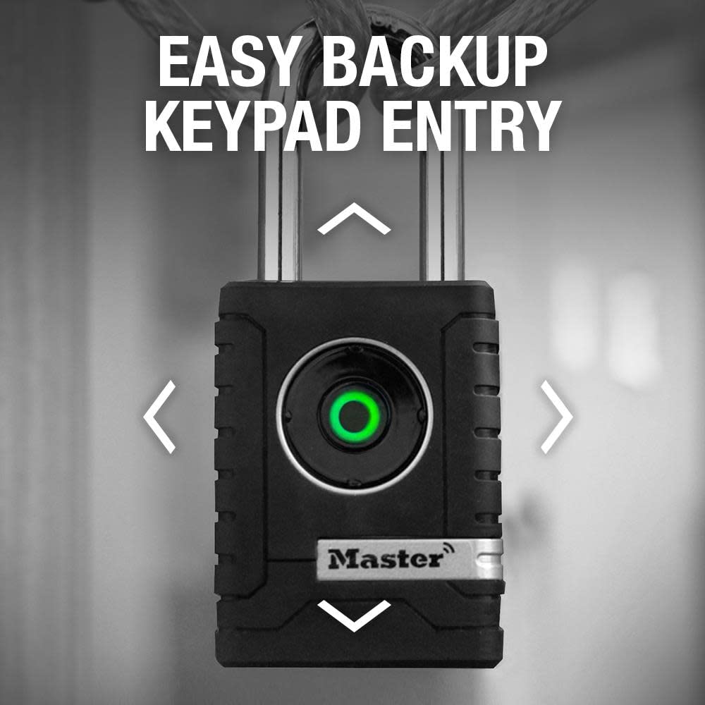 Master Lock Bluetooth Outdoor Padlock with Easy Backup Keypad Entry – 4401DLH