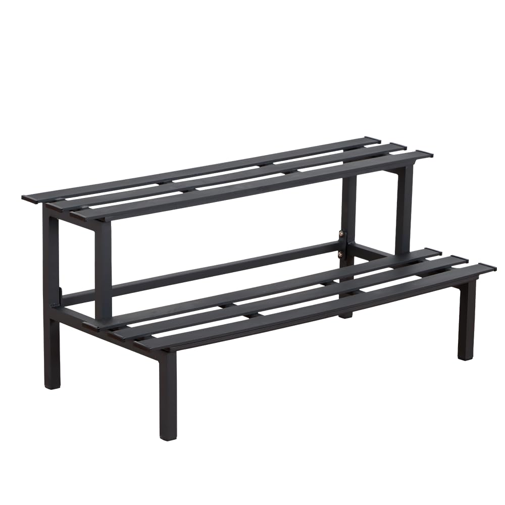 DHYGOTFUR Sturdy 2-Tier Metal Plant Stand for Outdoor & Indoor, Decorative Planter Display Shelf Unit for Garden Patio Balcony Living Room