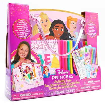 Disney Princess Activity Tote – Ultimate Princess Adventure Bag with Coloring Books, Stickers, Crayons & Games – Travel-Friendly Art Set for Girls Ages 3+ – Great Gift for Creative Play