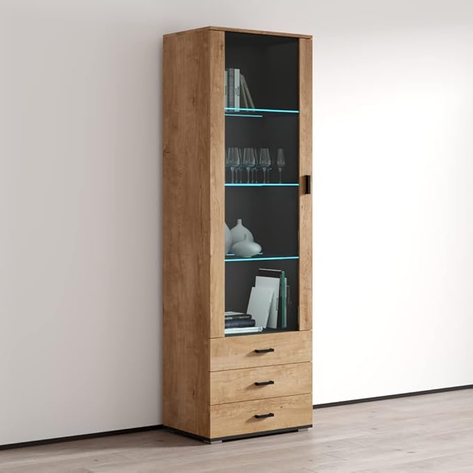 Meble Furniture Soho S1 1D3S Modern Freestanding Bookcase — 16-Color
