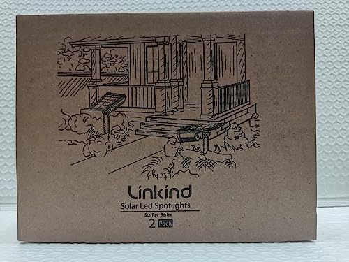 Linkind Solar Lights Outdoor Garden, Dusk-to-Dawn Warm White 3000k Stake Lights Solar Powered, Ip65 Waterproof Solar Spot Lights for Driveway Walkway Decoration, Pack of 2