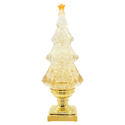 DRomance LED Light Up Musical Snow Globe Christmas Tree, 14 Inch Tall Singing Snow Globe Christmas Tree Shaped with Pedestal
