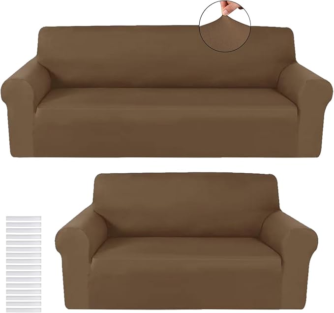 Peryiter 2 Pcs Sofa Covers Couch and Loveseat Covers Set Stretch Sofa Slipcover