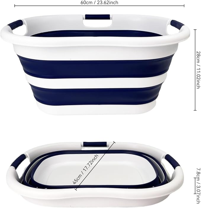 SAMMART 40L Set of 2 Collapsible Plastic Laundry Hamper
