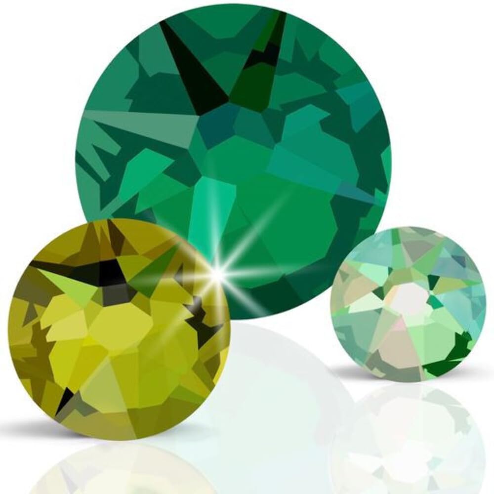 Starcut Crystal | Green 2088 Cut Flatback Crystal Rhinestones with Superior Faceting for Maximum Brilliance Emerald 6mm - 220 Pieces
