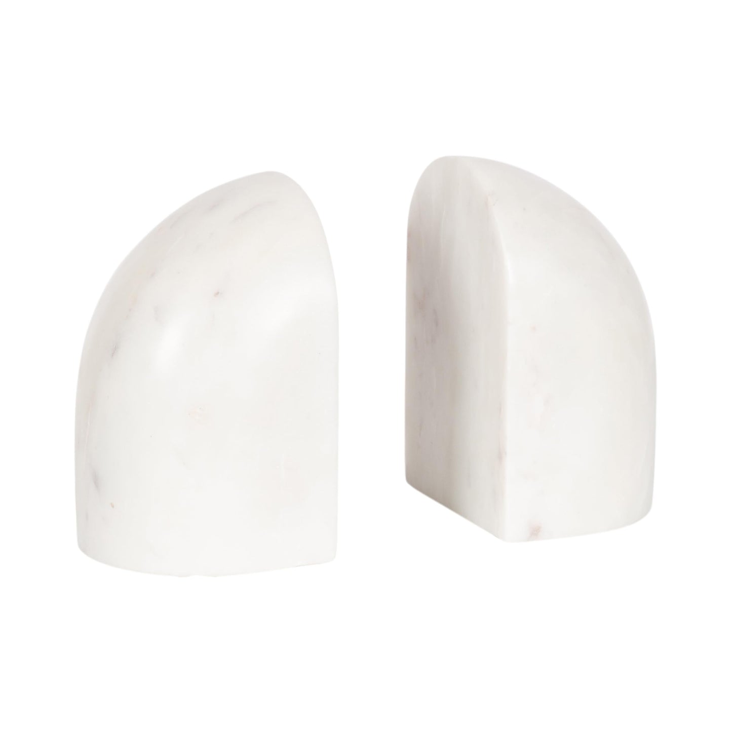 Kate and Laurel Brookhart Modern Two-Piece Marble Bookends for Bookshelf Decor, Set of 2, 4 x 4 x 6, White Marble, Decorative Stone Bookend Set for Use as Wall Shelf Filler or Entryway Table Decor