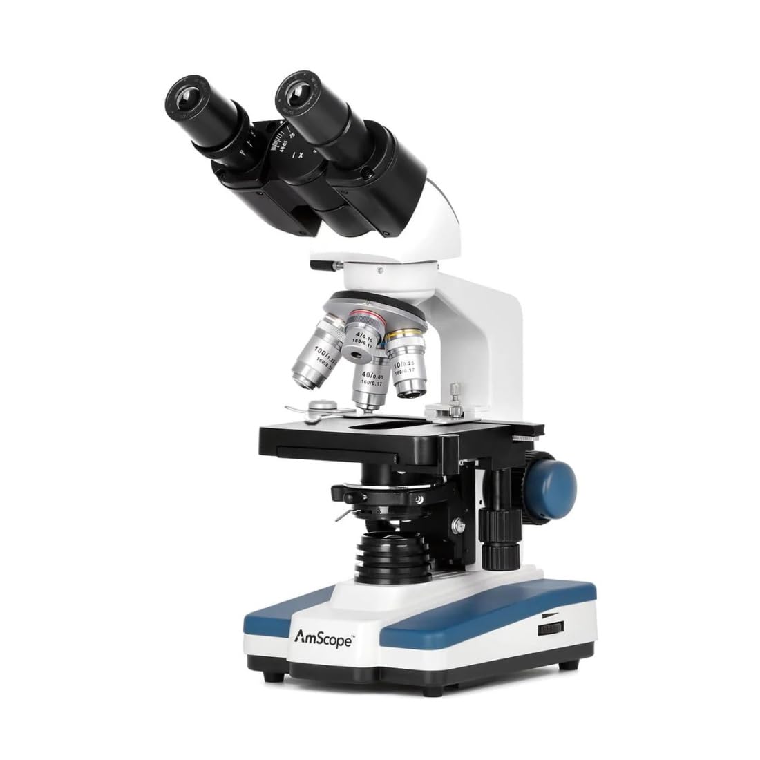 AmScope B120 Series Student & Professional LED Binocular Compound Microscope - 40X-2500X Magnification - Includes 5MP USB Camera & Siedentopf Head