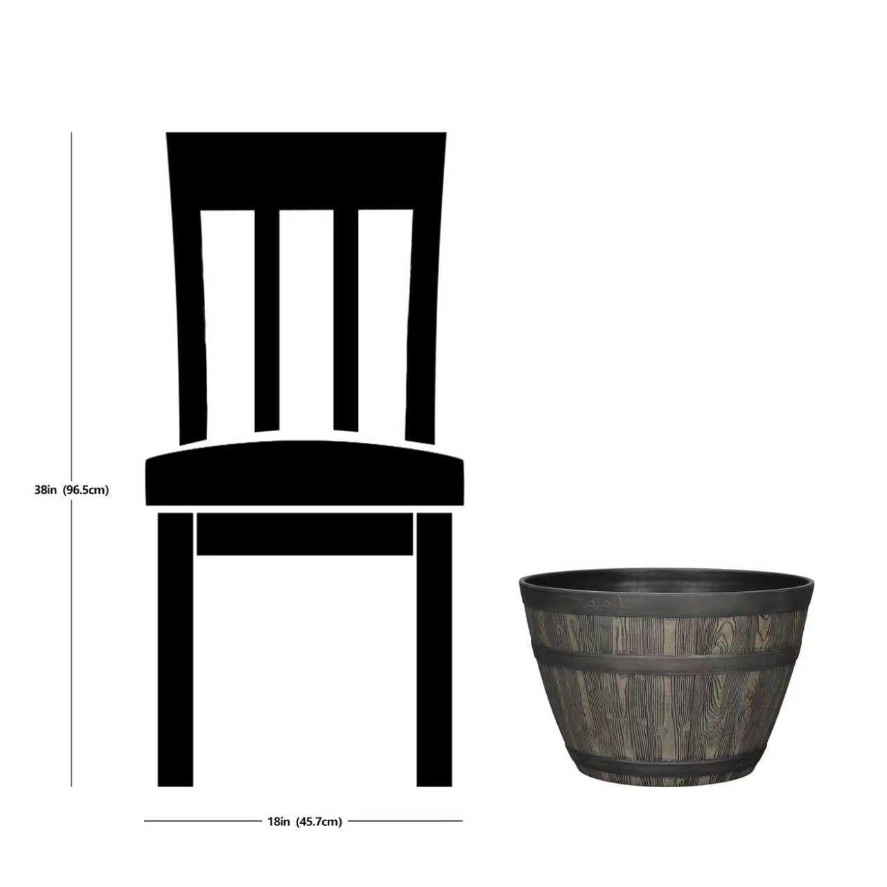 19.9 Inch Rustic Whiskey Barrel Planter - Durable Lightweight Plastic Plant Pot with Easy Knock-Out Drainage Holes, Indoor/Outdoor Barrel Planter for Outdoor Plants