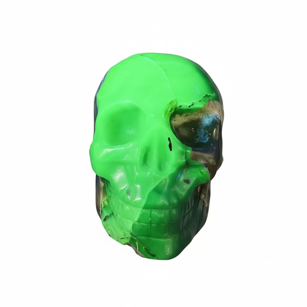 3-4 inch Volcanic Agate Skull - Large Crystal Carving Mystic Statue, Healing Crystals & Gemstone Decor, Polished Stones for Spiritual Healing (8-10 cm, 400-500g)