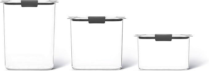 Rubbermaid Brilliance Plastic Food Storage Pantry Baking Set, 3 Containers
