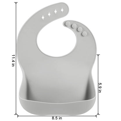 PandaEar Silicone Baby Bibs - 3 Pack Unisex | Waterproof Toddler Bibs with Large Food Catcher