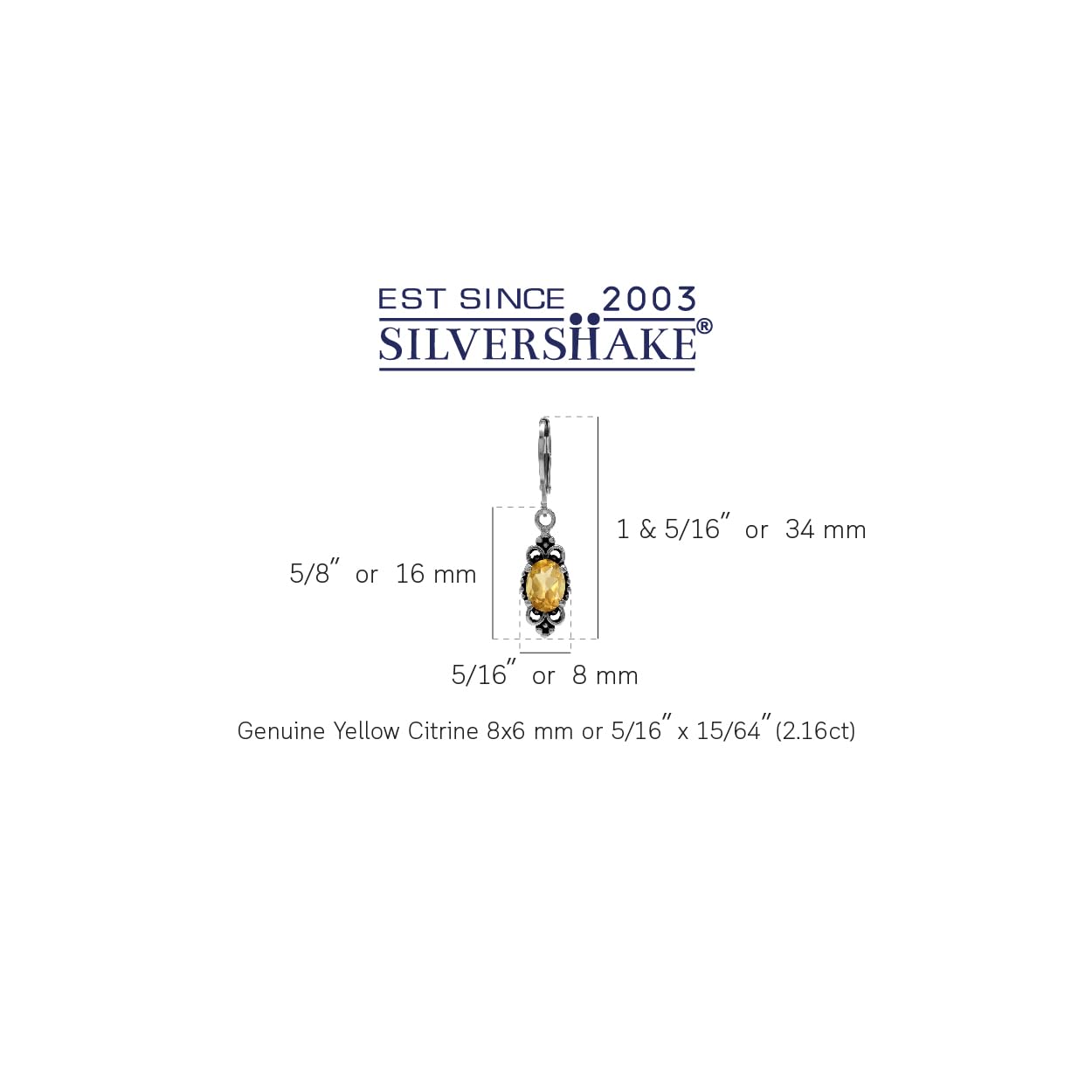 Silvershake 2.16ct. Genuine Citrine 925 Sterling Silver Balinese Style Leverback Dangle Earrings