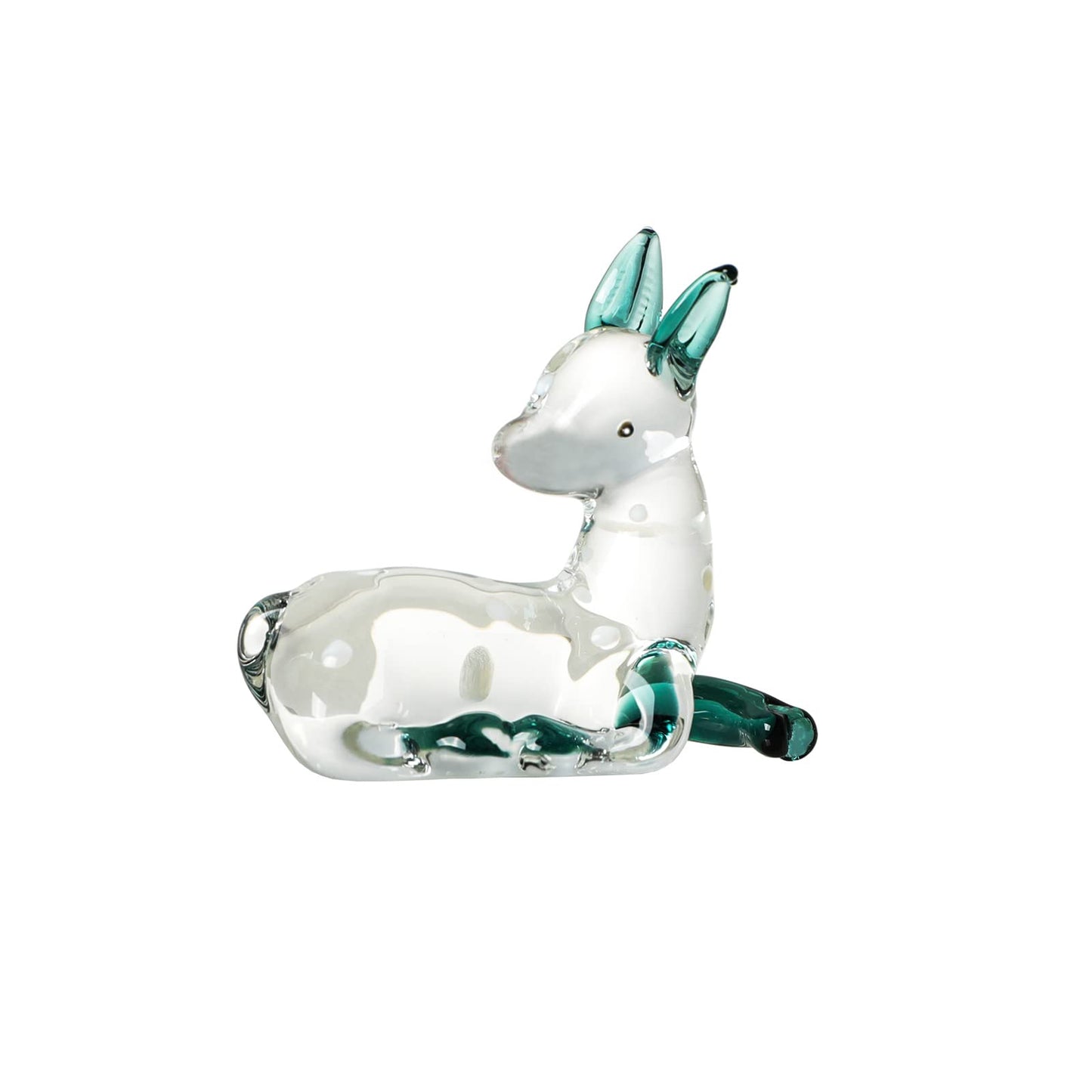 NaneTidy Reindeer Deer Figurine Glass Collection Ornament Statue Animal Collectible Christmas Decor Home Decor