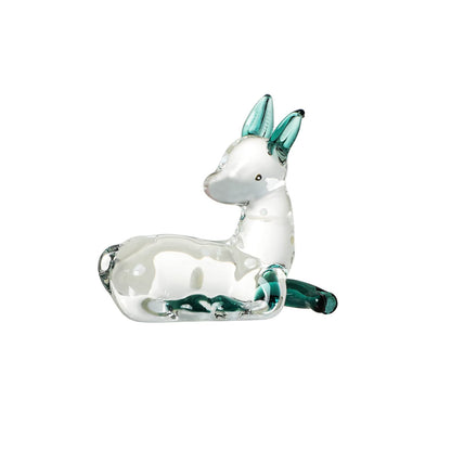 NaneTidy Reindeer Deer Figurine Glass Collection Ornament Statue Animal Collectible Christmas Decor Home Decor