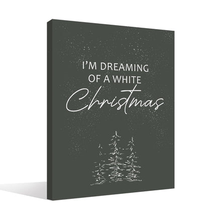 BIWSHA Christmas Dark Gray Wall Art, Winter Wall Print Decor, I'm Dreaming of White Christmas, Canvas Wall Art for Home Living Room Bedroom 1114 Inch