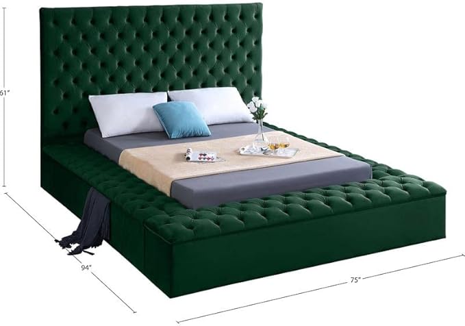 Meridian Furniture Bliss Collection Modern | Contemporary Velvet Upholstered Bed