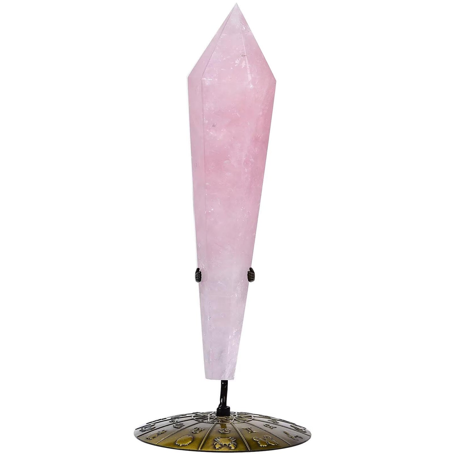Rose Quartz Wand Point Long Healing Crystal Scepter Decorative Stone Reiki Meditation with Display Stand Home Office Decor 1.1-1.3LBS
